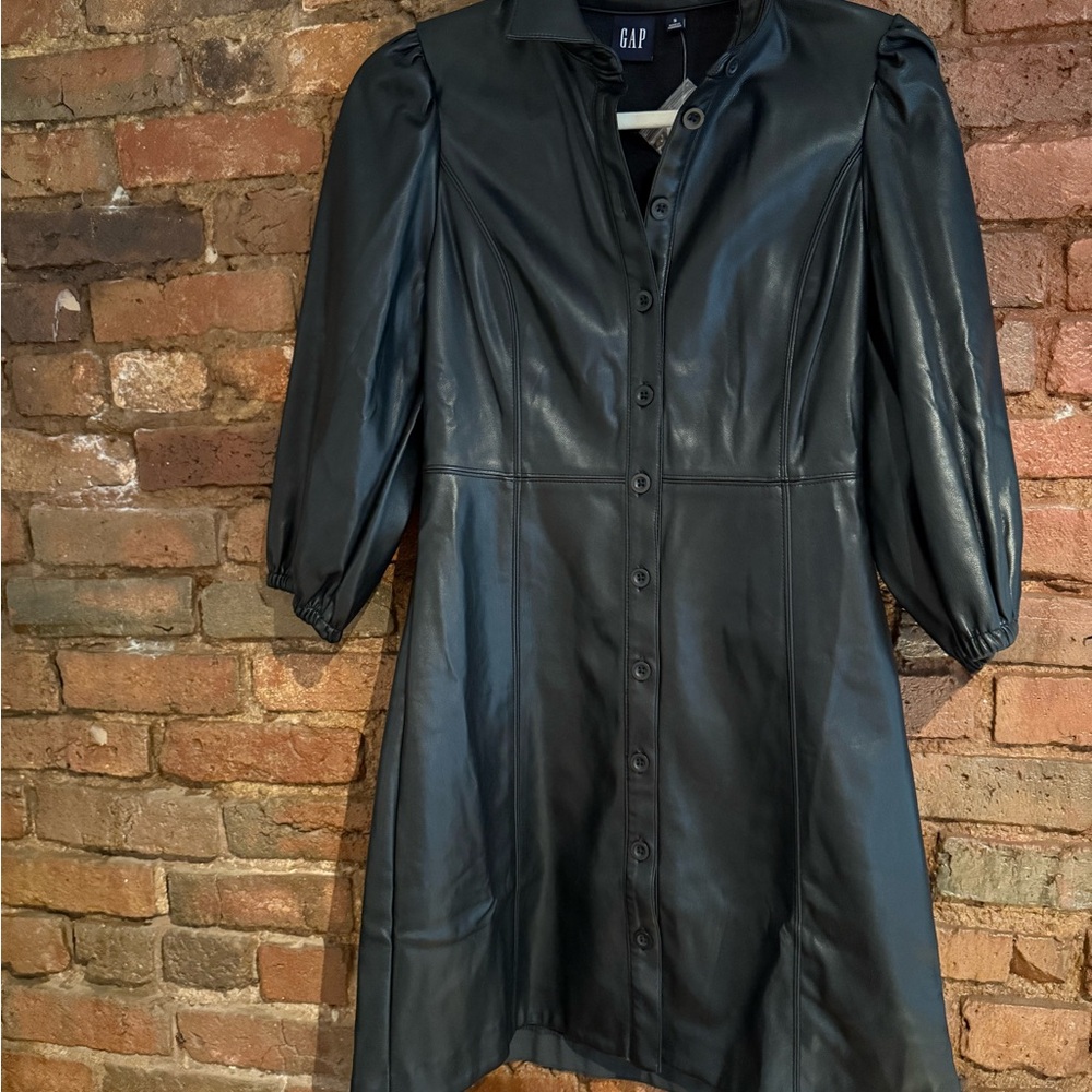 Women's Black Leather Dress - Size Small - NWT
